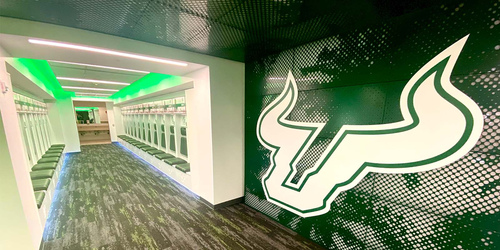 Newly renovated football locker room