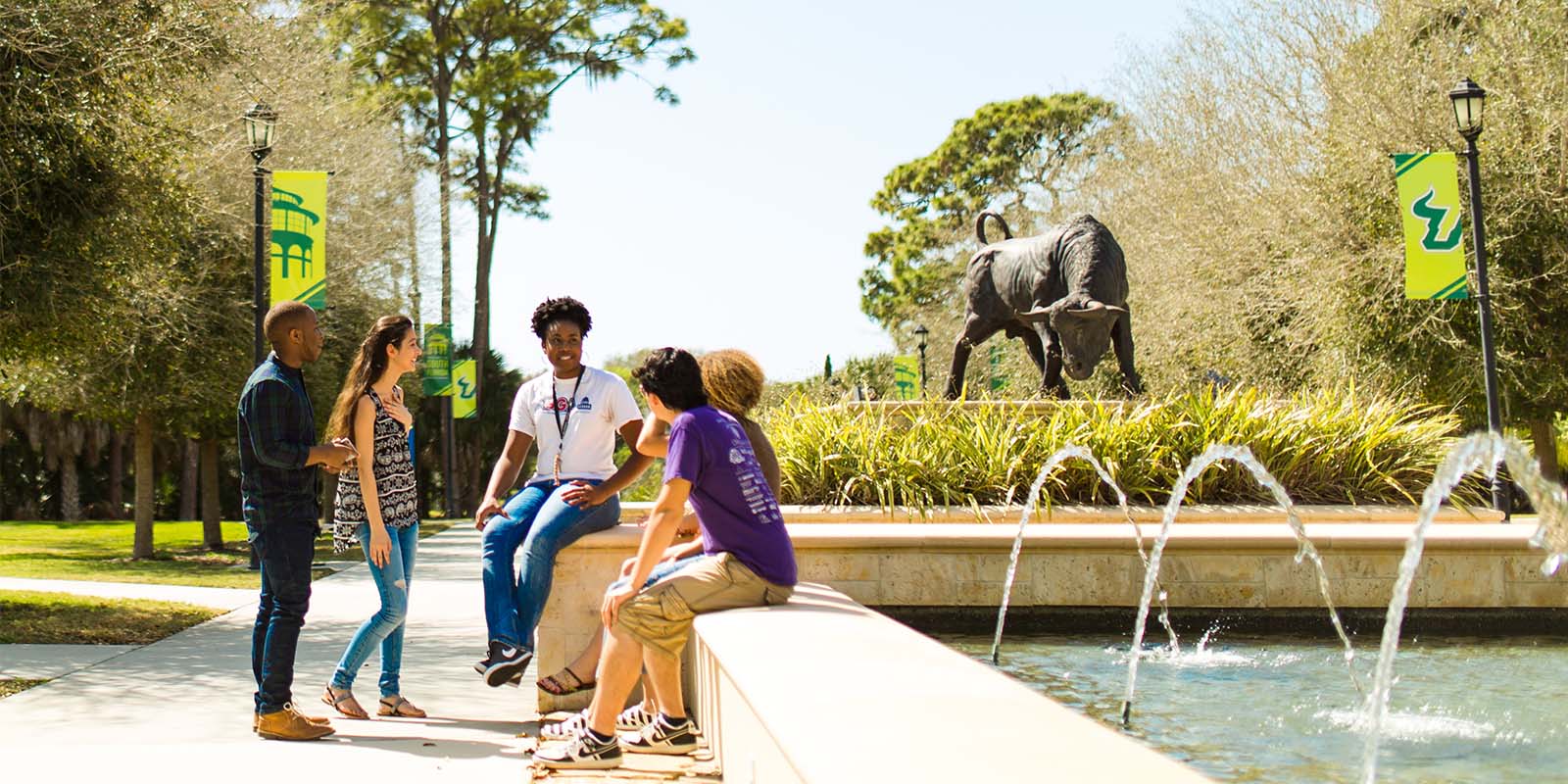 Students gathered at USF Sarasota-Manatee campus