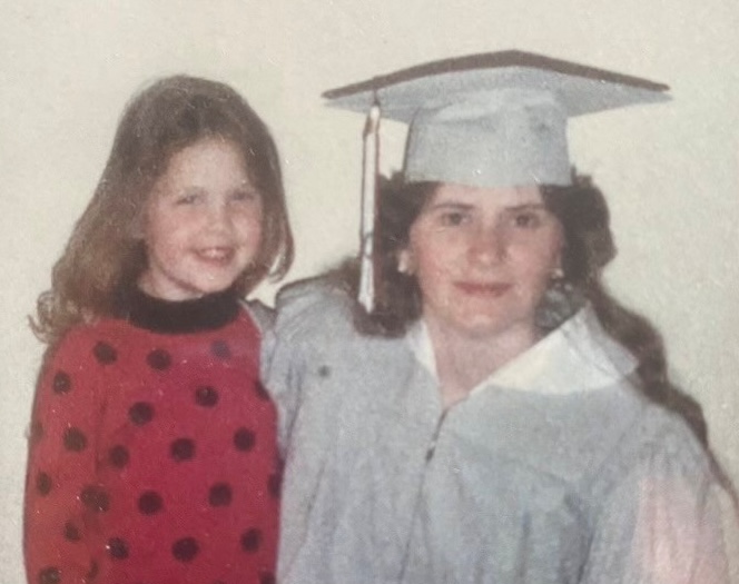 Kym at her high school graduation and Lynda's daughter Laura