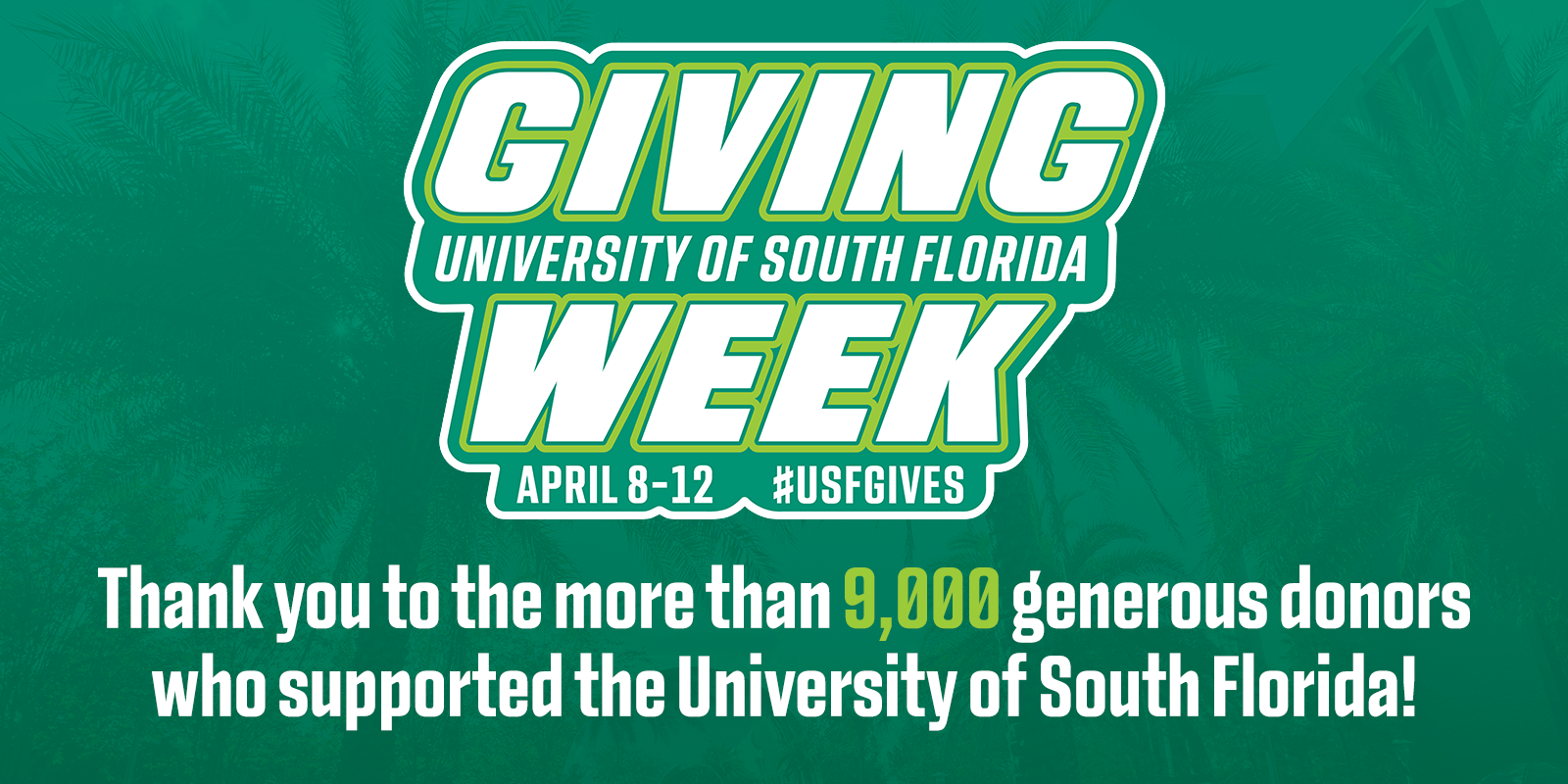 Giving Week 2024. Thank you to the more than 9,000 generous donors who supported the University of South Florida!